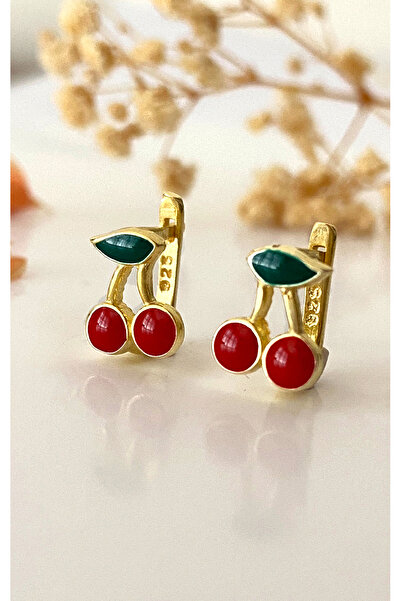 goldberia Kiraz Çocuk Küpesi 925 Ayar Gümüş