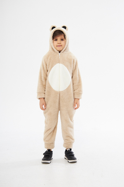 LORIAN'S Animal Figured Teddy Bear Welsoft Plush Kids Jumpsuit