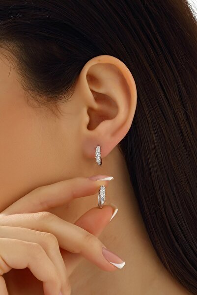 MySilvers Gümüş Süze Beştaş Halka Küpe