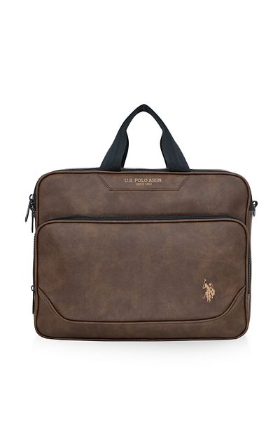 U.S. Polo Assn. يو اس بولو اسن 23666-23667 حقيبة كمبيوتر محمول حقيبة رسول حقيبة ماك بوك بني