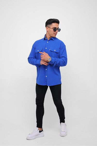 ASWEL 2024 NEW SEASON OVERSIZE DOUBLE POCKET LINEN SHIRT OGMÇC102