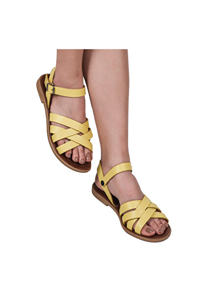 Moosefield Жіночі босоніжки з натуральної шкіри жовтого кольору
