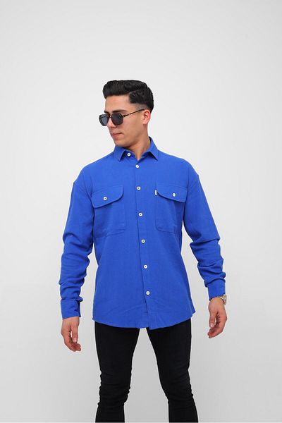 ASWEL 2024 NEW SEASON OVERSIZE DOUBLE POCKET LINEN SHIRT OGMÇC102
