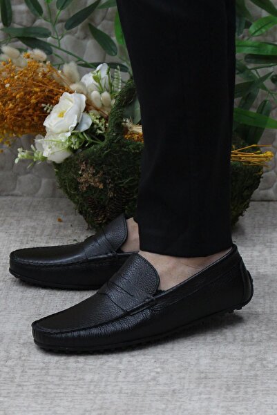 Mehmet Mete 31112 Черни мъжки мокасини от естествена кожа, балеринки, мъжки обувки