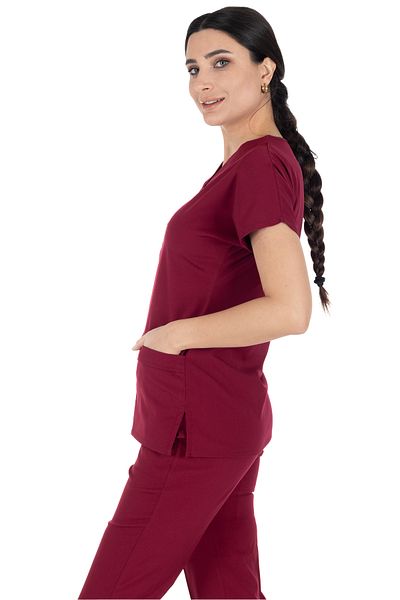 Alsancak Üniforma Scrubs din țesătură groasă și elastică din Lycra bordeaux