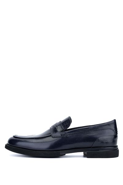 Tamer Tanca Men's Genuine Leather Navy Blue Loafers