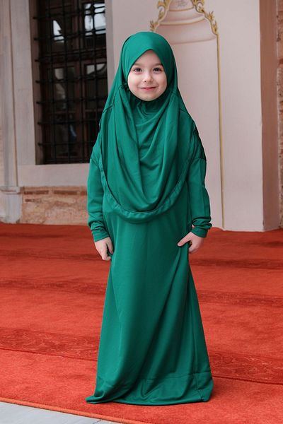 LOCCO Παιδικό φόρεμα προσευχής Emerald Green