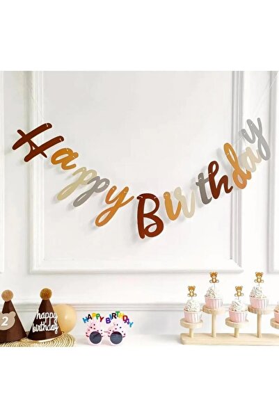 Patladı Gitti Retro Happy Birthday Kaligrafi Banner