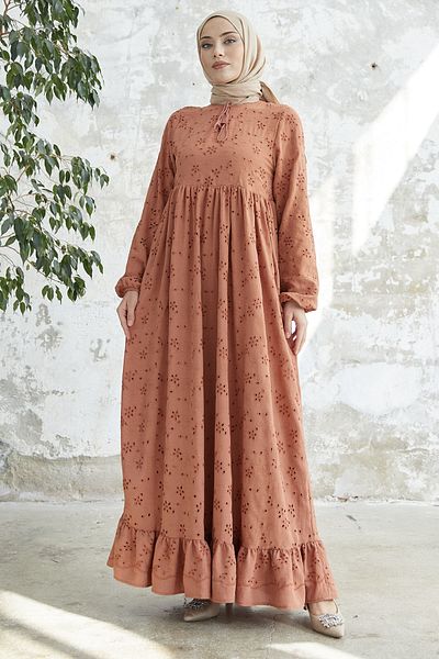 InStyle Tasseled Embroidery Dress - Tile