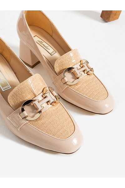 Alemdar Shoes KALEY Cream Patent Leather Buckle Detail Women's Shoes