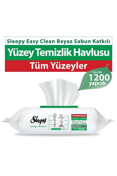 Sleepy Easy Clean Surface Cleaning Towel 100 Sheets X 12 Pieces