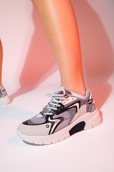 LuviShoes Αθλητικά αθλητικά παπούτσια με χοντρή σόλα DUJA Γκρι Μαύρα Γυναικεία Multi Mesh