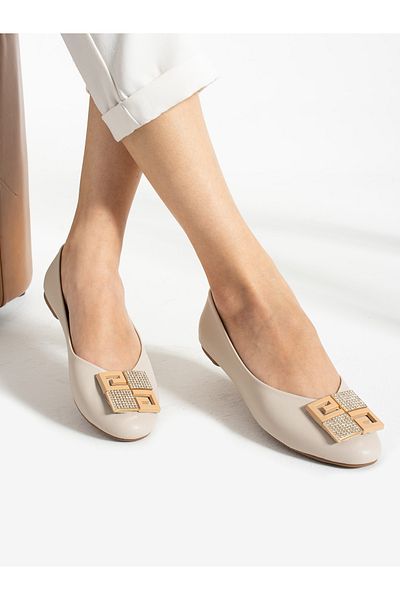 Alemdar Shoes Balerini de damă REX Cream Stone Cataramă