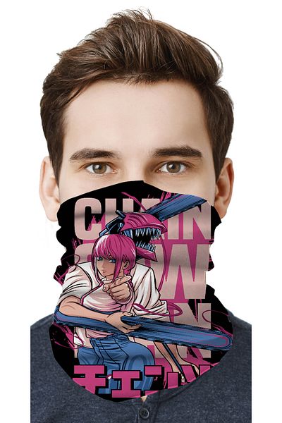 FG KONNİCHİWA Anime Manga Chainsaw Man Motor Cycling Face Mask Outdoor Buff Neck Collar Bandana Balaklava