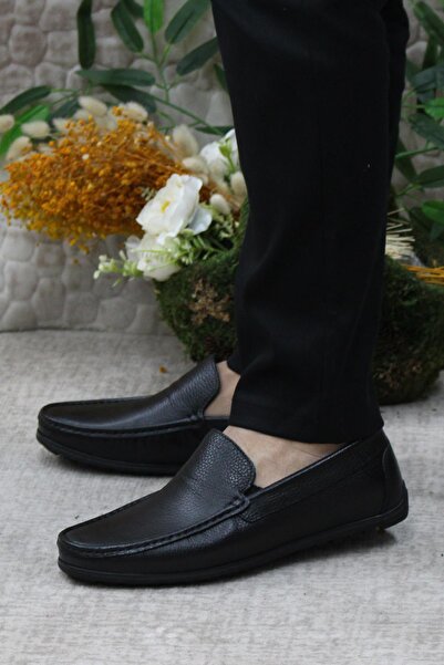 Mehmet Mete 31101 Чорні шкіряні лофери з натуральної шкіри Чоловічі балетки Чоловіче взуття
