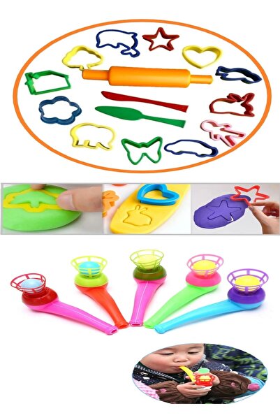 Hyd Oyun Hamuru Kalıbı Kalıp Seti 14 Parça 5 Adet Top Üfleme Egzersiz Oyuncağ...