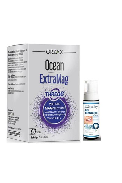 Ocean Orzax Ocean ExtraMag - 60 Tablets Threog Food Supplement and Whitening Foam Gift