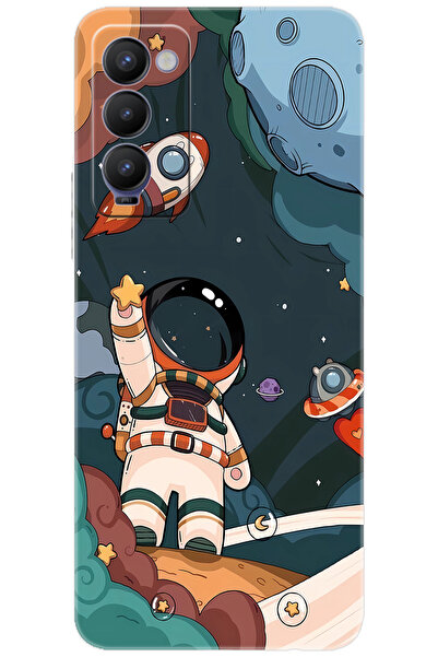 Camon Tecno 18 (CH6n) Uyumlu Kılıf Desen Baskılı Silikon Astronot STK:696 CP-...