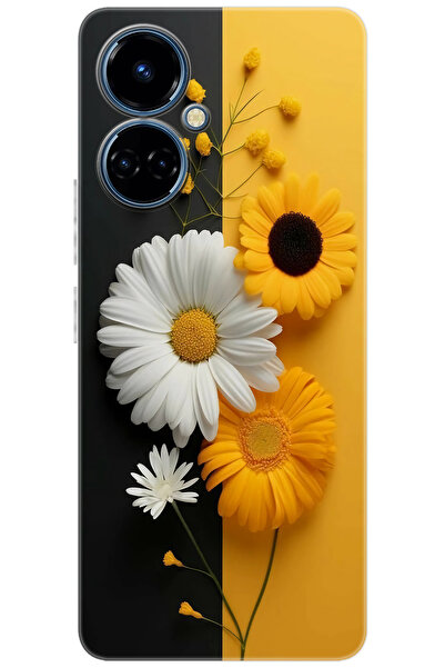 Camon Tecno 19 (CI6n) Uyumlu Kılıf Desen Baskılı Silikon Papatya Serisi STK:7...