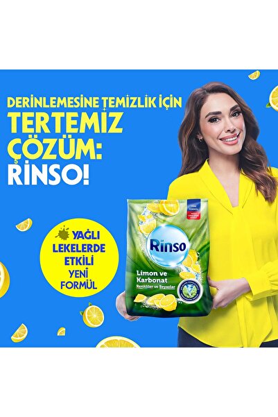 Rinso Toz Çamaşır Deterjanı Limon Ve Karbonat Renkliler Ve Beyazlar Için Derinlemesine Temizlik 10 K