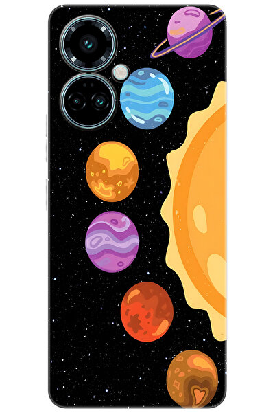 Camon Tecno 19 PRO (CI8n) Uyumlu Kılıf Desen Baskılı Silikon Gezegenler Tasar...