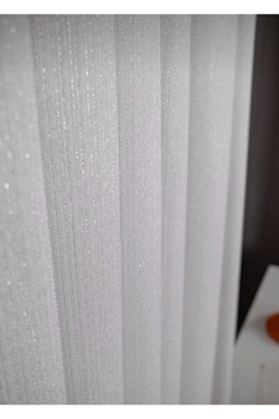 ERNGlobal Taç Ütü İstemez Gümüş Simli Model Sık Pileli Tül Perde 1x3 Salon Mu...