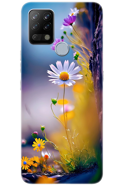 TECNO Pova (LD7) Uyumlu Kılıf Desen Baskılı Silikon Papatya Seri STK:1000 CP-...