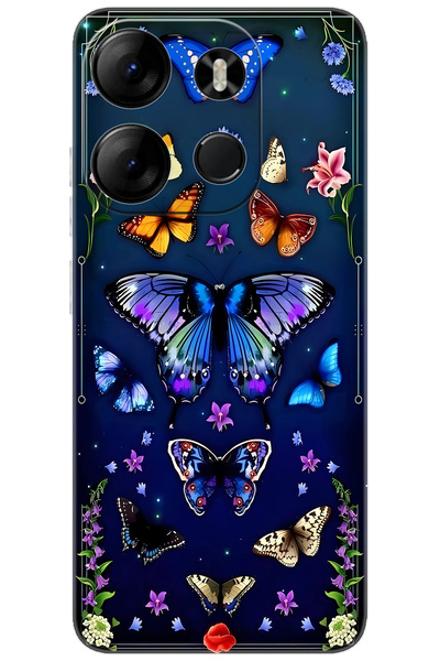 TECNO Spark GO 2023 (BF7n) Uyumlu Kılıf Desen Baskılı Silikon Kelebek STK:669...