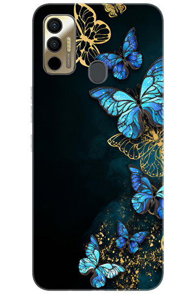 TECNO Spark 7T (KF6p) Uyumlu Kılıf Desen Baskılı Silikon Kelebekler STK:721 C...