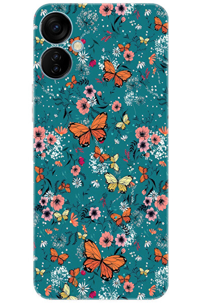 TECNO Spark 9T (KH6) Uyumlu Kılıf Desen Baskılı Silikon Kelebek STK:680 CP-FU...