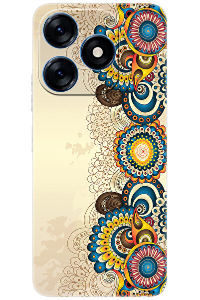 TECNO Spark 10 (KI5q) Uyumlu Kılıf Desen Baskılı Silikon Dekoratif Çiçek Tasa...