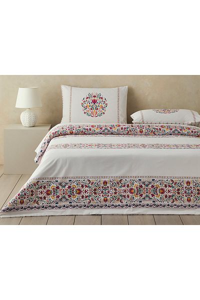 English Home Σετ Παπλωματοθήκη Folk Blossom King Size Φούξια