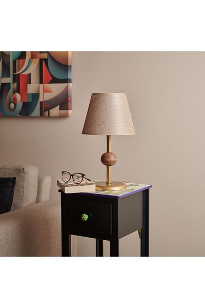 Safir Light Metal Lampshade - Antique with Wooden Detail - 43X25X25 cm