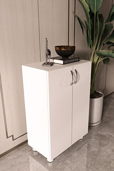 Durusilya Mobilya Ayakkabılık Dolabı Çift Kapaklı 2 Raflı Çok Amaçlı Dolap