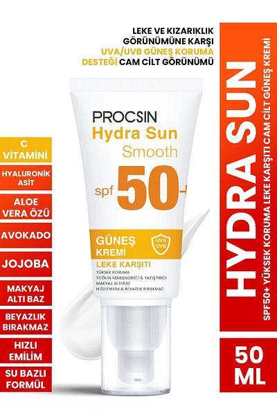 PROCSIN Hydra Sun Spf50+ - Intensive Moisturizing and Soothing Sunscreen, Anti-Blemish Glass Skin Pa++++