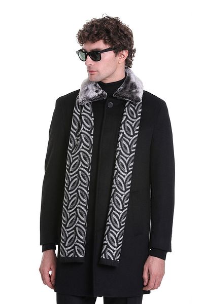 Hatemoğlu Eșarfă neagră cu model 12112023 A001_SG5