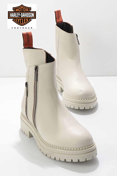 Harley Davidson Beige Leather Kadın Bot & Bootie Hd0777003903