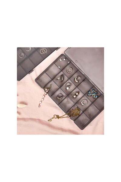 FERAH PLASTİK 18 Compartments Practical Jewelry Storage Box Suitable for Draw...