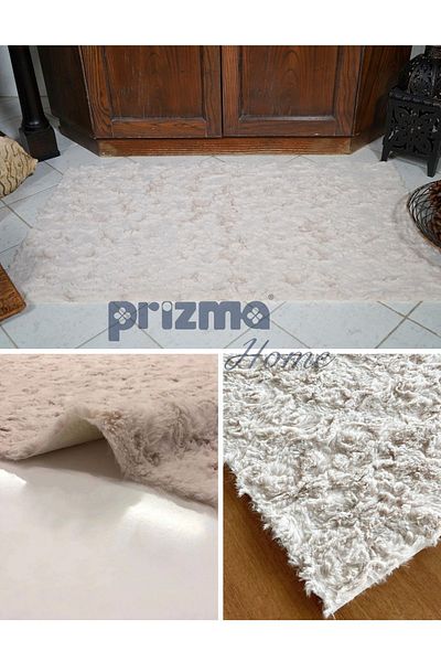 Prizma Micropost, Non-Slip, Washable, Single Bathroom Rug, Mat| Cream - (75X110CM)