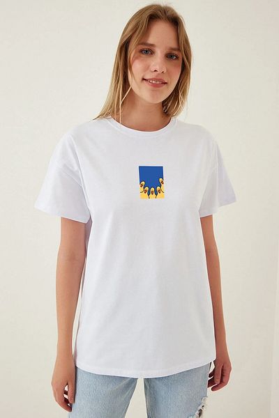 Pink Sky Tricou de damă din bumbac supradimensionat cu imprimeu de rață