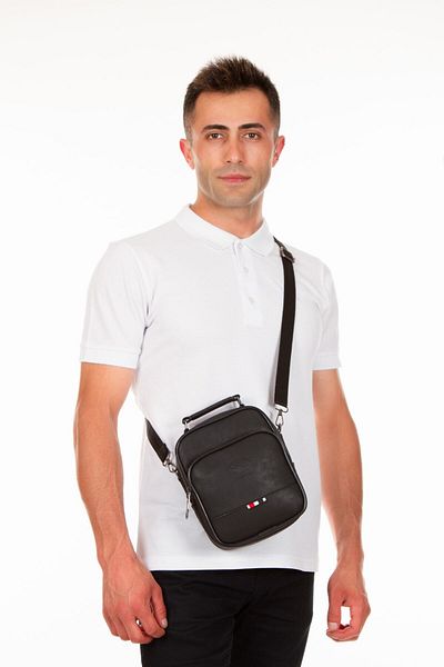 Newish Men's Vegan Leather Hand and Shoulder Bag, Crossbody Bag, Black Bag with Phone Compartment