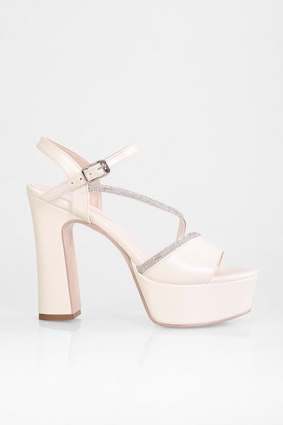 Shoeberry Дамски обувки Hanna Pearl Skin Stone на платформа и ток