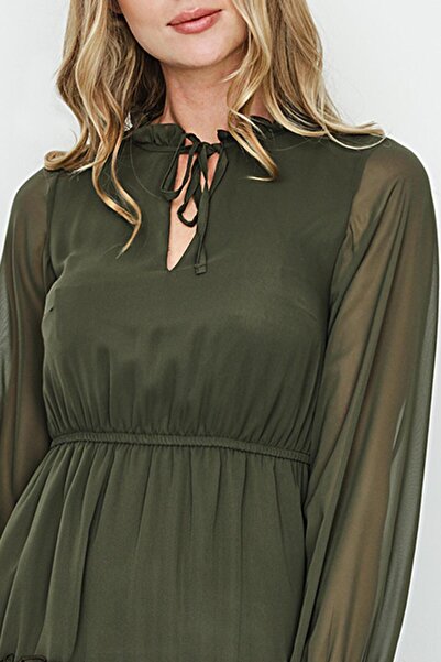 Select Moda Γυναικείο φόρεμα σιφόν με μπαλόνι μανίκι