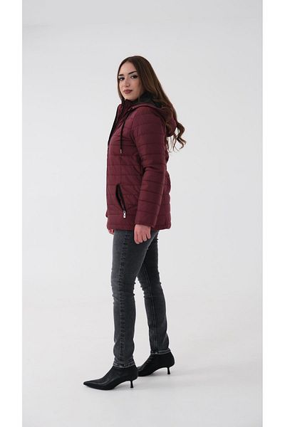 Blues Outlet PALTON MATLASAT CU Glugă, PENTRU FEMEI, ROȘU CLARET