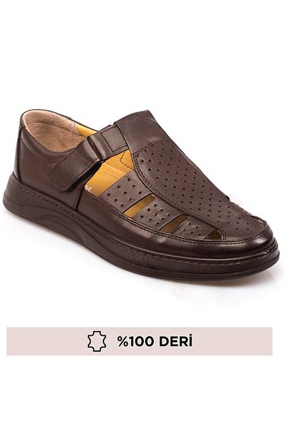 maximoda Genuine Leather, Velcro, Inner Outer Leather Men's Shoes Sandals