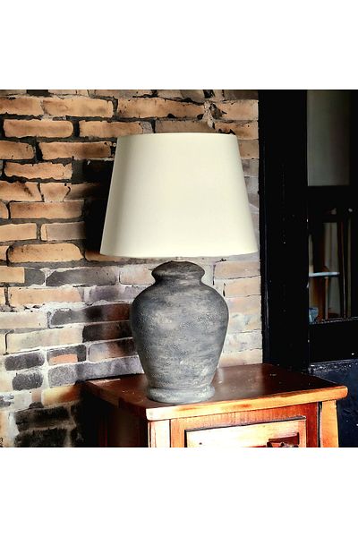 Qdec Vintage Ceramic Lampshade Rustic Modern Gray - Ecru