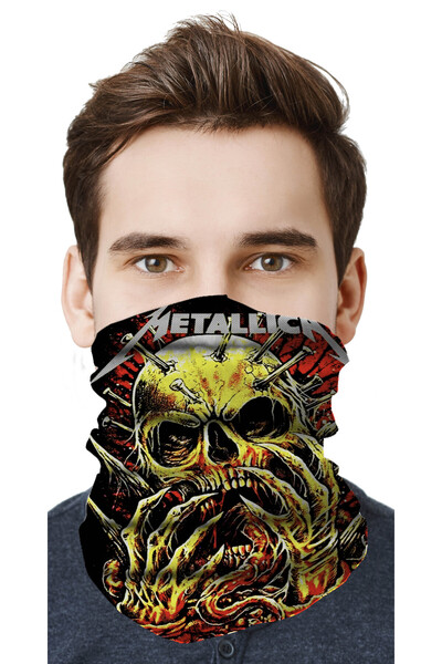 FG KONNİCHİWA METALICA METAL MUSIC Mască de față pentru ciclism cu motor în a...