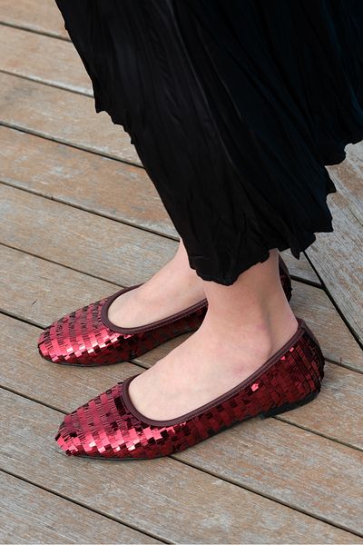 Sibel Durmaz NINA Claret Red Sequin Ballerinas