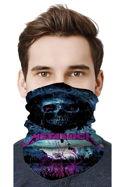 FG KONNİCHİWA Metalica Metal Music Motor Cycling Face Mask Outdoor Patterned Buff Neck Collar Bandana Balaklava