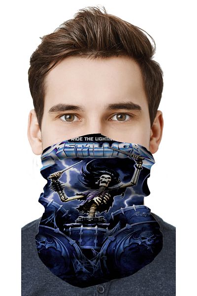 FG KONNİCHİWA Metalica Metal Music Motor Cycling Face Mask Outdoor Buff Neck Collar Bandana Balaklava
